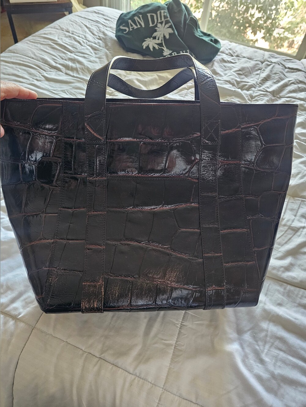 Dooney & Bourke Black Croc-Embossed Leather Tote - Picture 2 of 10